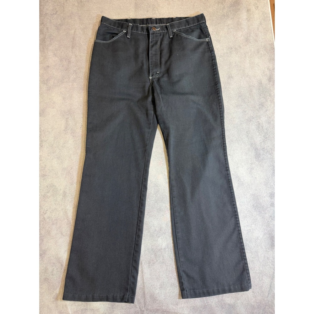 Vintage Maverick Mens Black Workwear Pants Straight Leg USA check photos 35x30